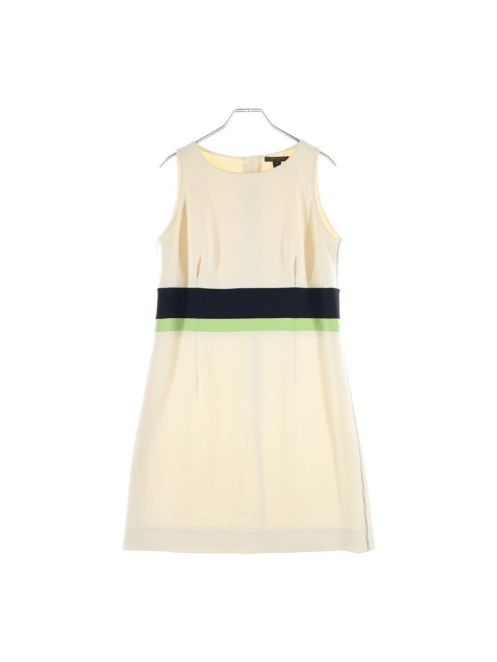 Louis Vuitton Sleeveless Dress Silk Polyurethane Ivory Black Green